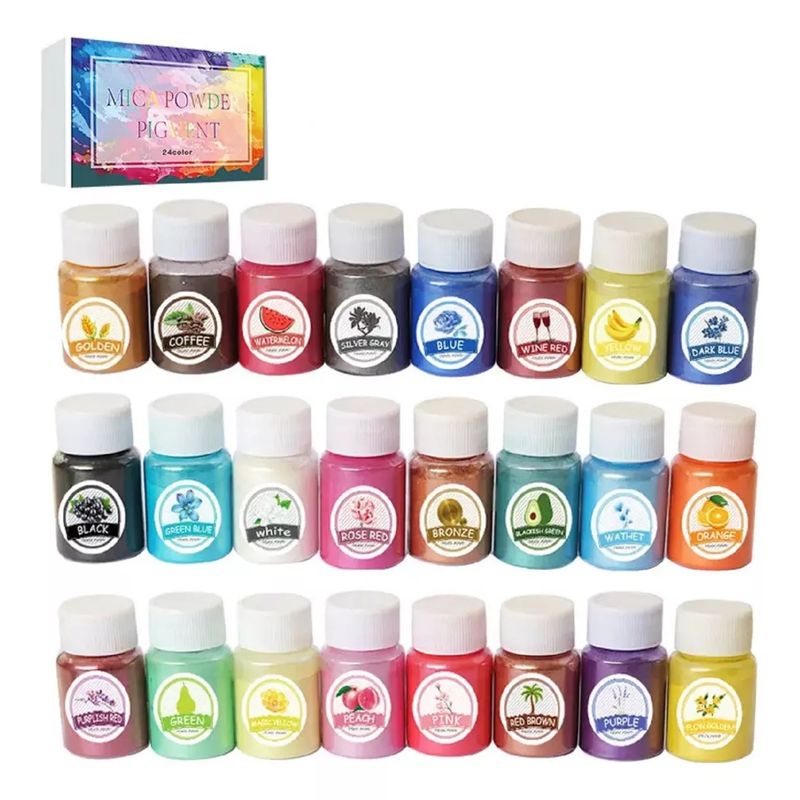 GENERICO - Pigmento Polvo Resina Uv 24 Colores Perlado Nácar Brillante.