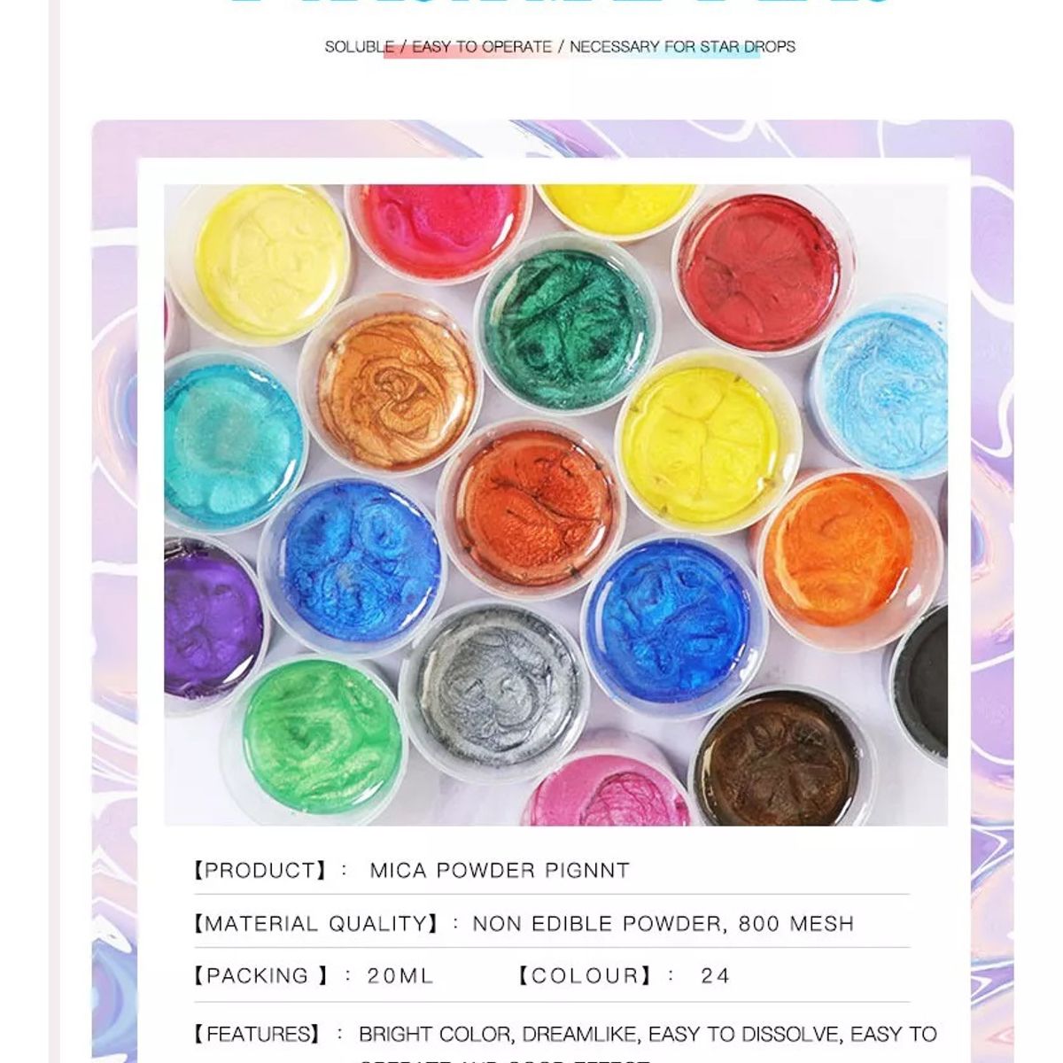 GENERICO - Pigmento Polvo Resina Uv 24 Colores Perlado Nácar Brillante.