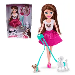 SPARKLE GIRLZ - Muñeca 27 Cms Con 2 Perros Y Caminador