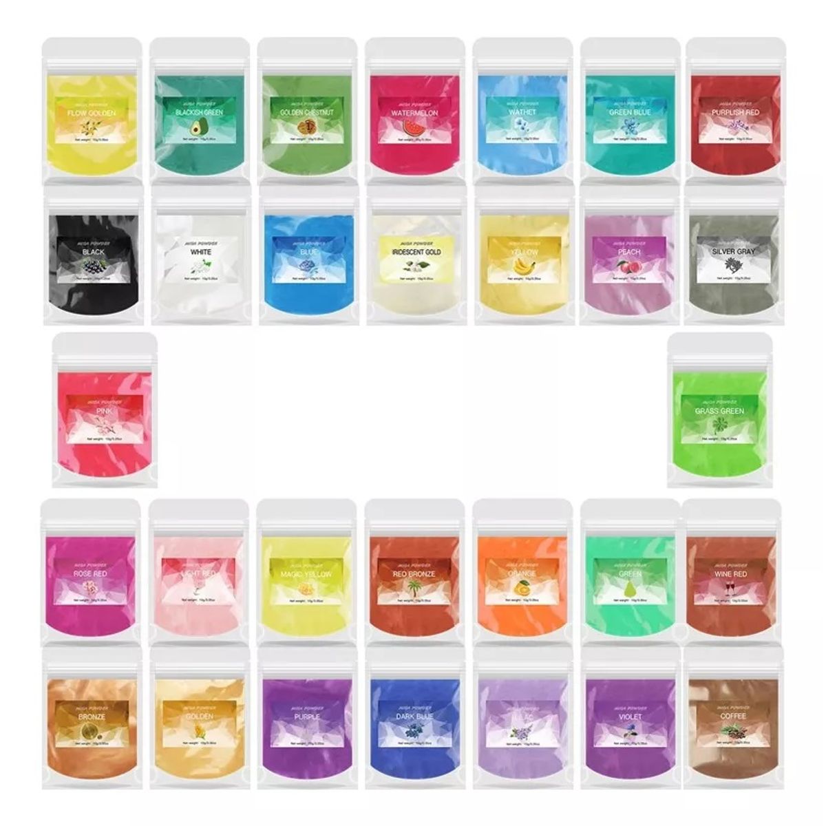 GENERICO - Pigmento Polvo Resina Uv 30 Colores Perlado Mármol Brillante