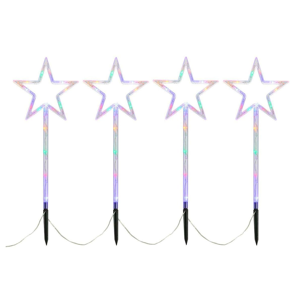 HB LEDS - Set 4 Estacas Solares Navidad Diseño Estrellas