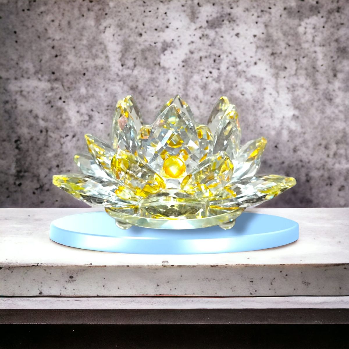 GENERICO - Figura Decorativa Flor de Lotto Cristal  12 cms - Amarilo