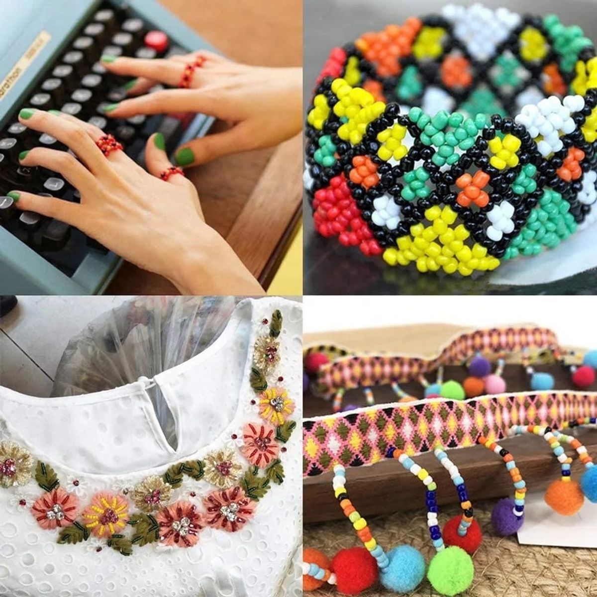 GENERICO - Kit De Mostacillas Con Hilo Y Tijeras 24 Colores