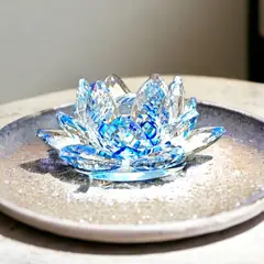 GENERICO - Figura Decorativa Flor de Lotto Cristal 12 cms - Azul