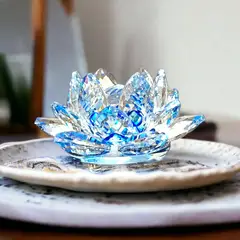 GENERICO - Figura Decorativa Flor de Lotto Cristal 10cms -Azul