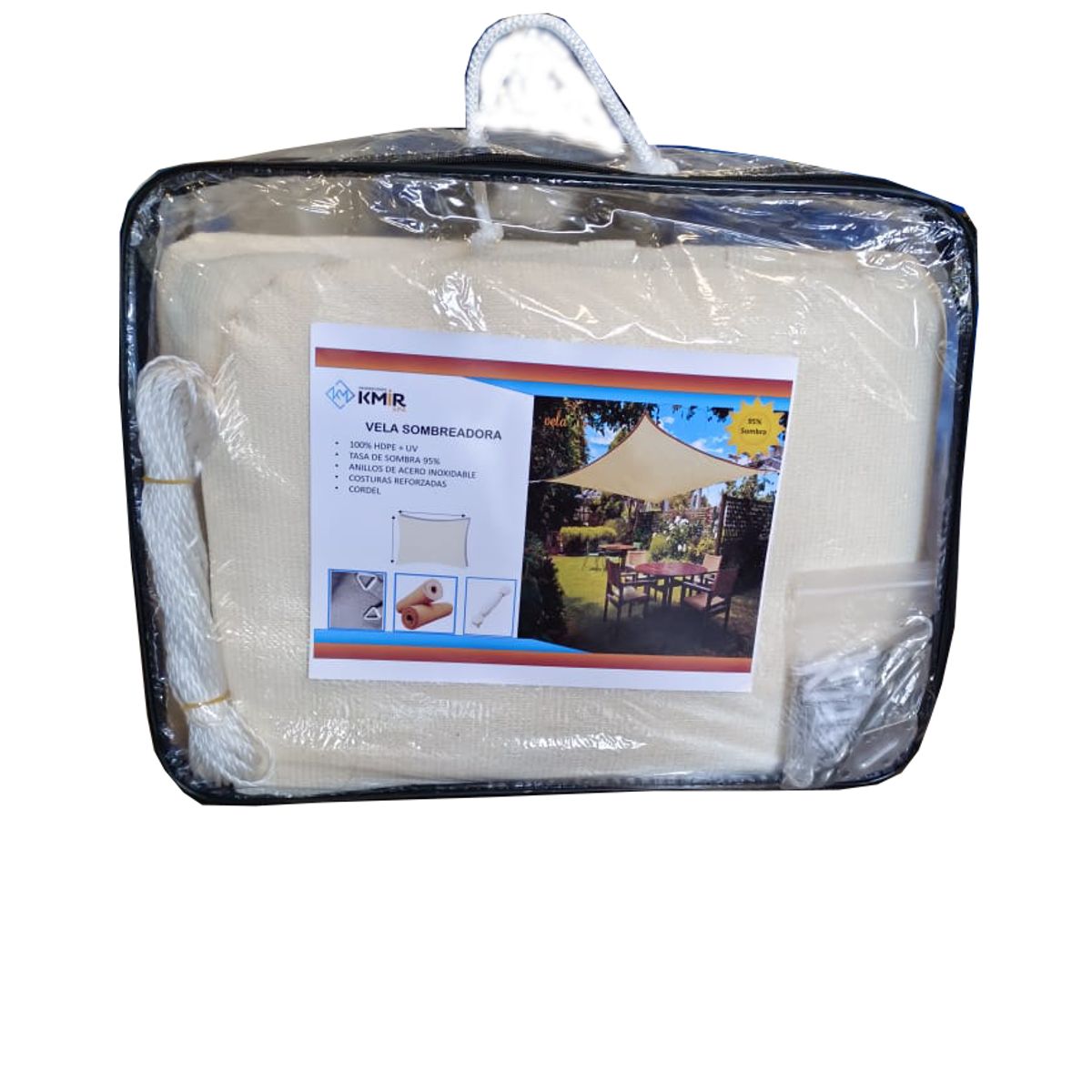 GENERICO - Vela Sombreadora 3x7 HDPE Rectangular Sombra 95 Con Kit Instalación