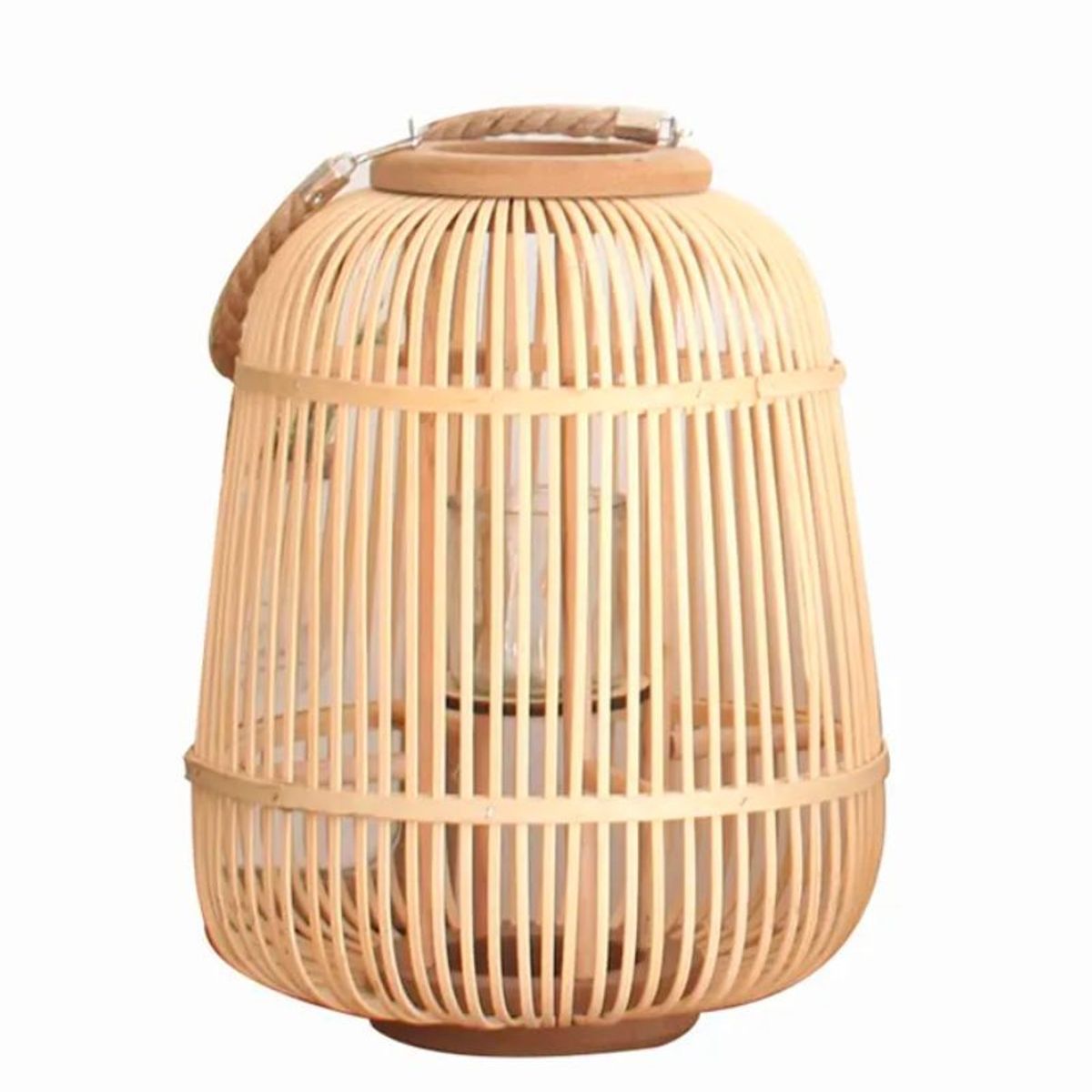 BOHEMIK - Lámpara porta velas de mesa de bambú boho