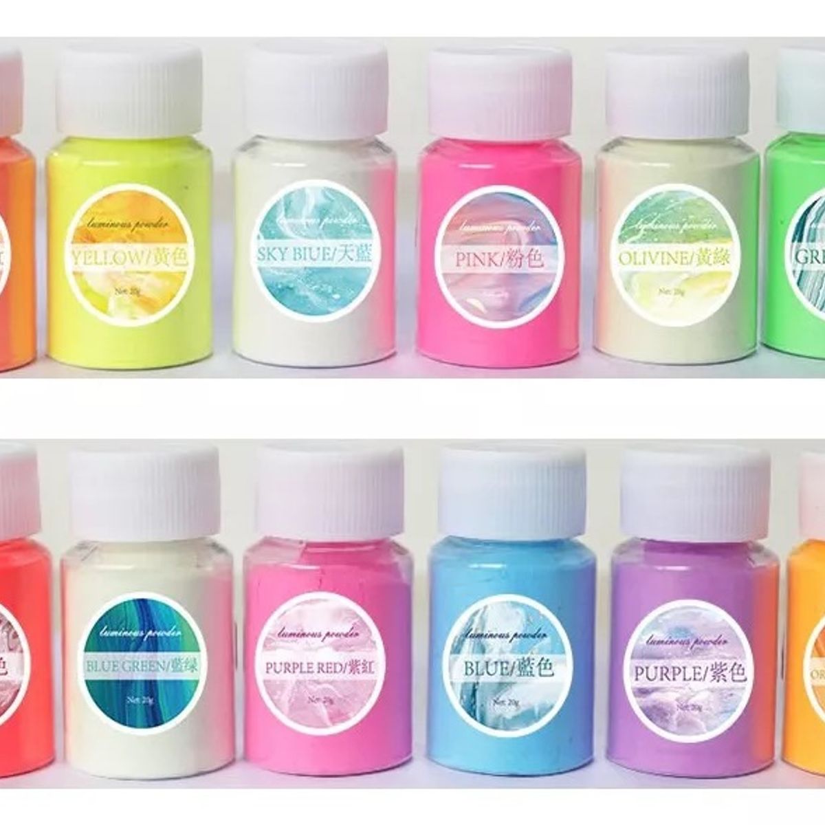 GENERICO - Pigmento Polvo Resina Uv 12 Colores Fluorescente.