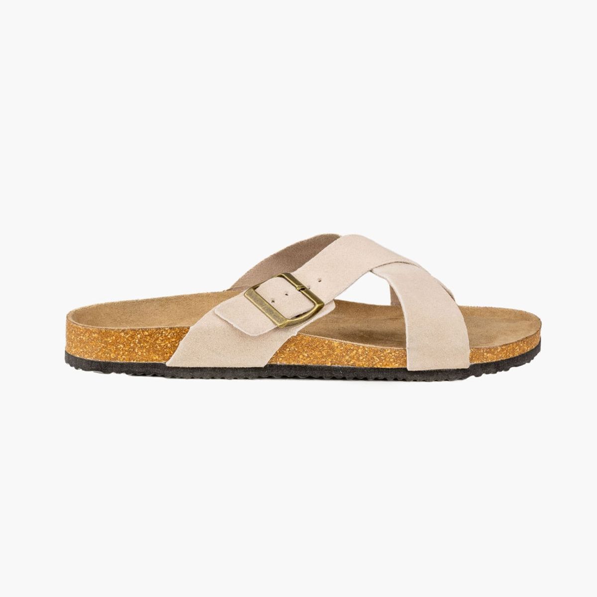 LOUNGE - Sandalias Mujer Gamuza Cruzadas Beige LOUNGE