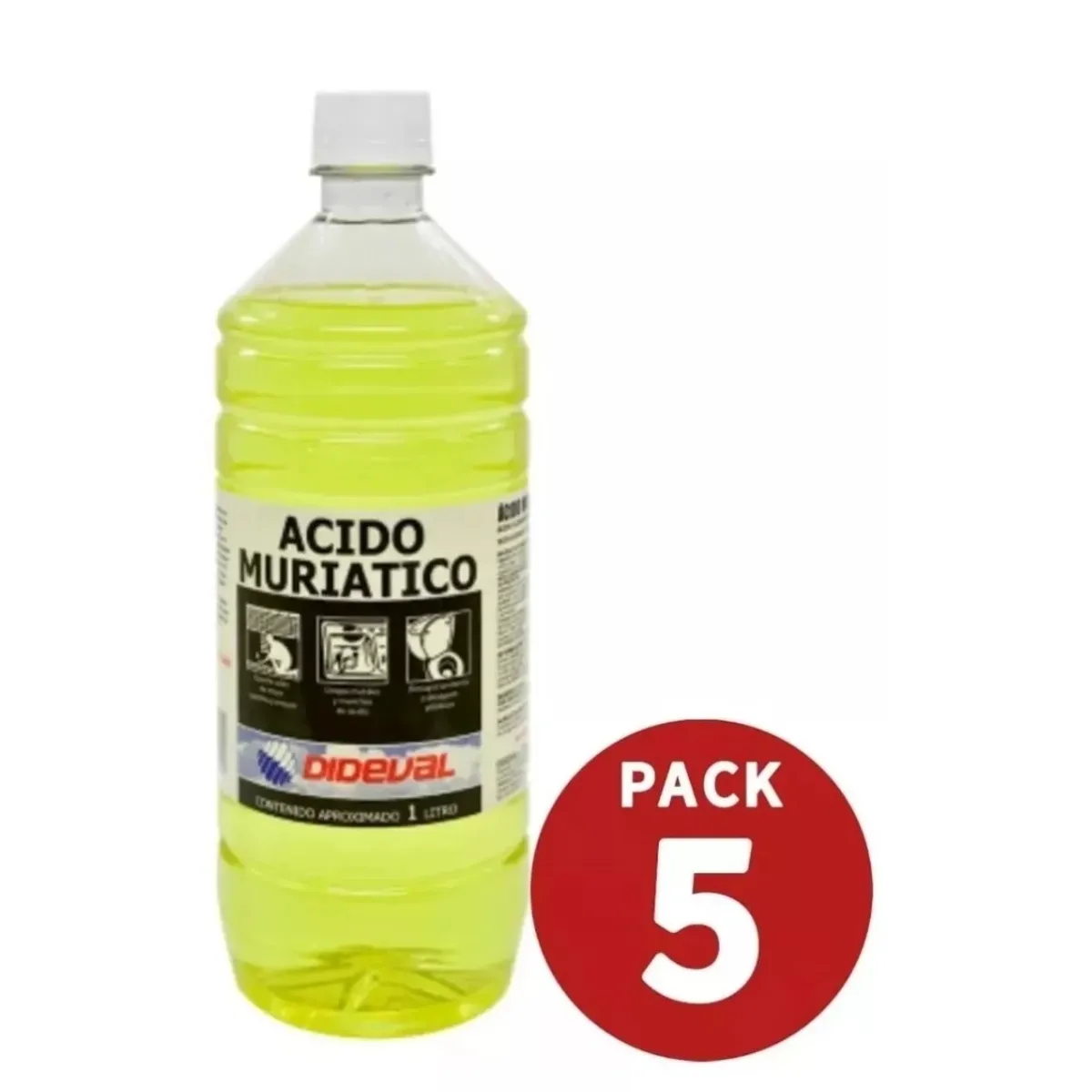 GENERICO - Ácido Muriático 1 Litro Dideval PACK 5 UND