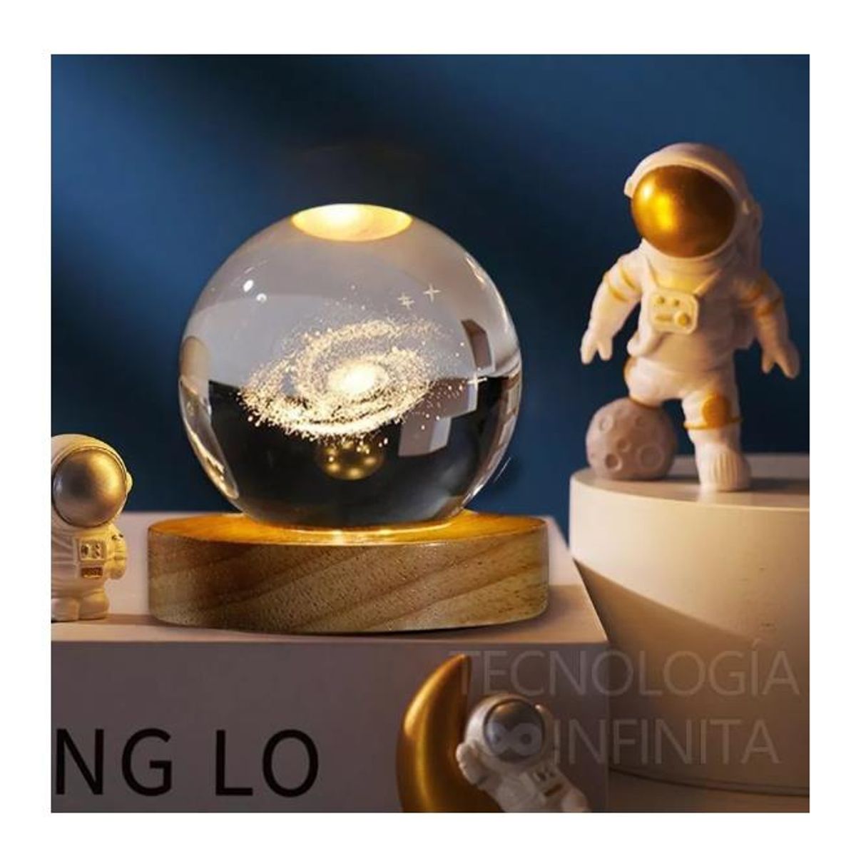 TNAKIEX - Luz De Noche 3D Recargablebola De Cristal Regalo Adornos Vía Láctea