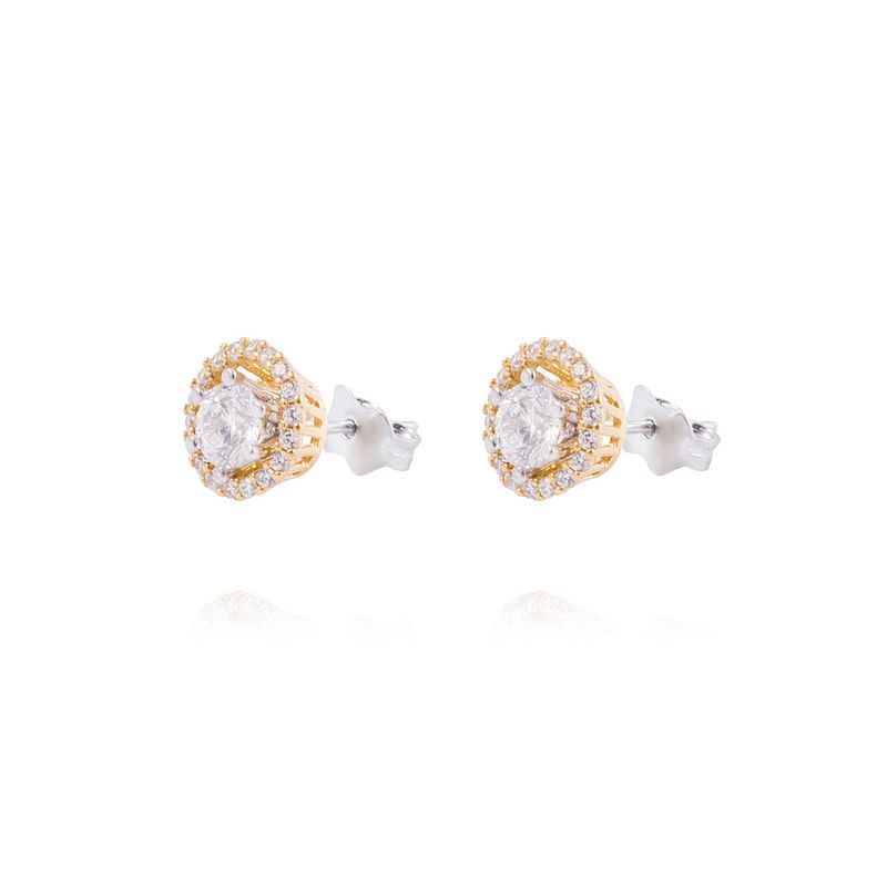 JB JOYAS BARON - Aros de Oro 18 kt Circón Modelo ronda