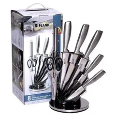 GENERICO - Juego de cuchillos con base 7 piezas acero inoxidable moderno