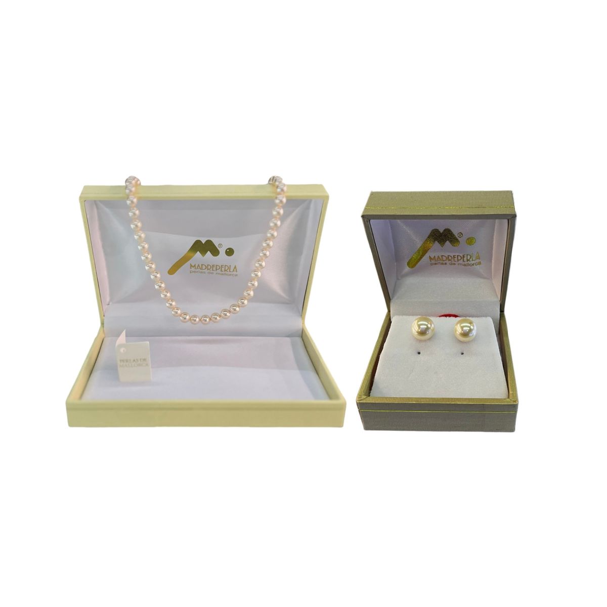 MALLORCA - Set Collar de Perlas 40 cm mas Aros de Mallorca Enchapado en Oro