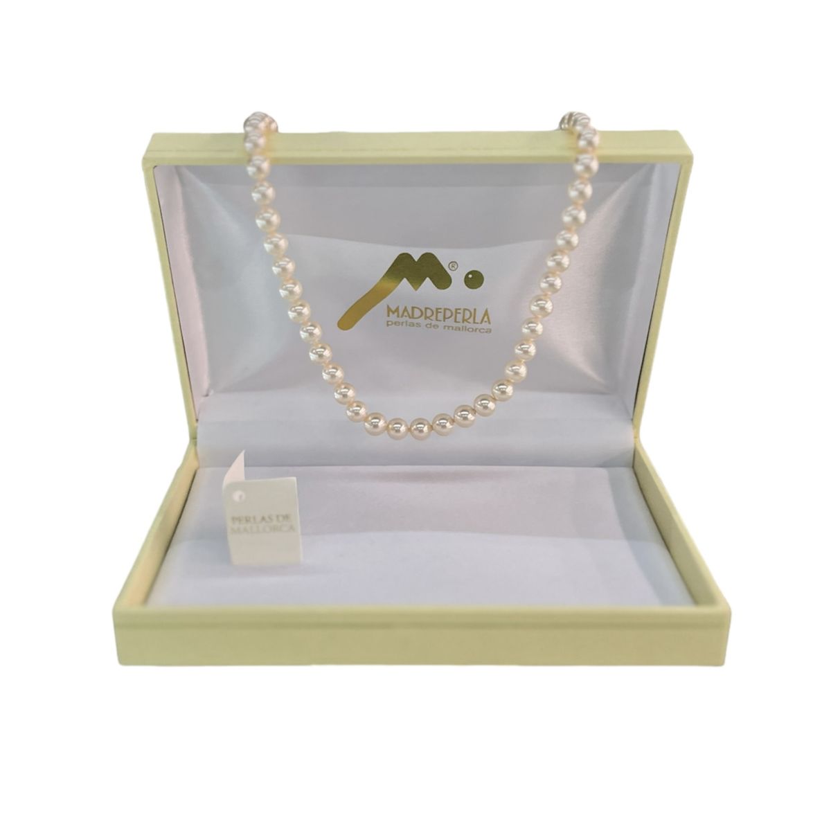 MALLORCA - Set Aros Perlas mas Collar de Perlas 50cm  (6mm) de Mallorca Enchapado en Oro - Regalo Premium