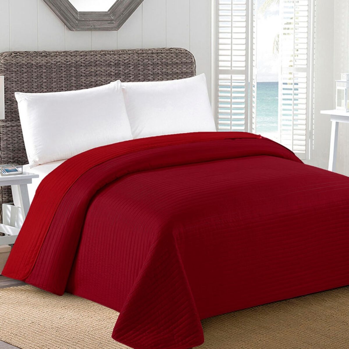 MALLORCA - Cobertor Liso 1,5 Plazas California Burdeo