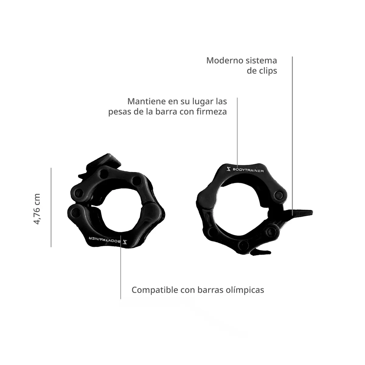 BODYTRAINER - Set 2 de Collarines Para Barras Olímpicas Bodytrainer Negros