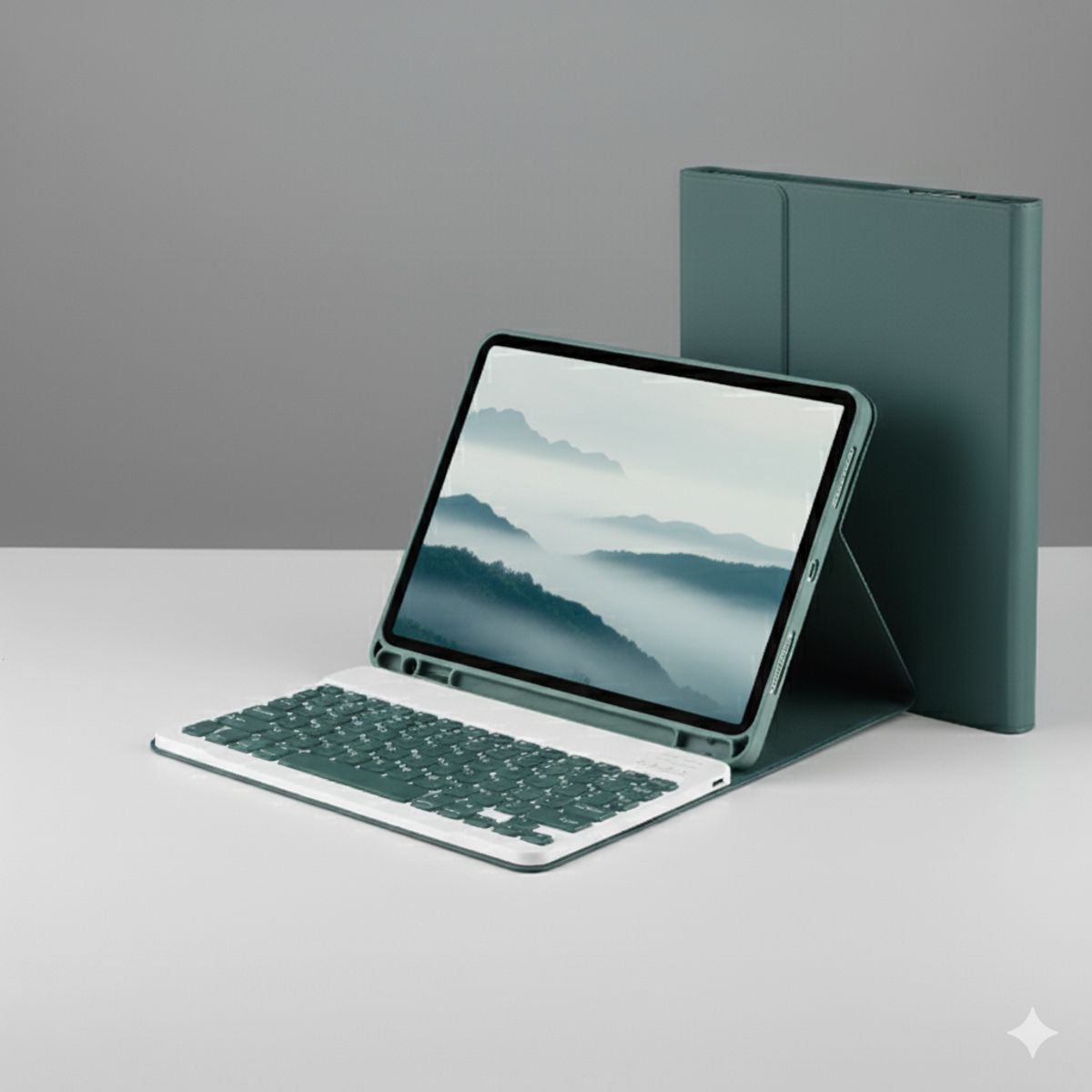 GENERICO - Funda con Teclado magnetico Para IPAD 10.9 VERDE OSCURO