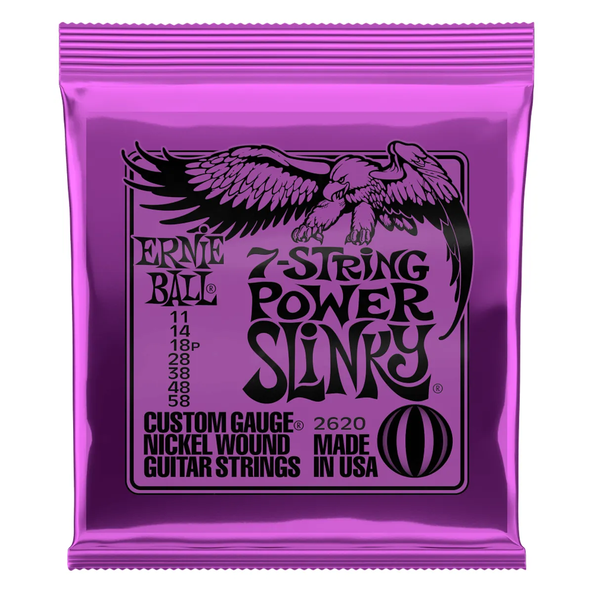 ERNIE BALL - Cuerdas Guitarra Eléctrica de 7 Power Slinky Ernie Ball 11-58 2620
