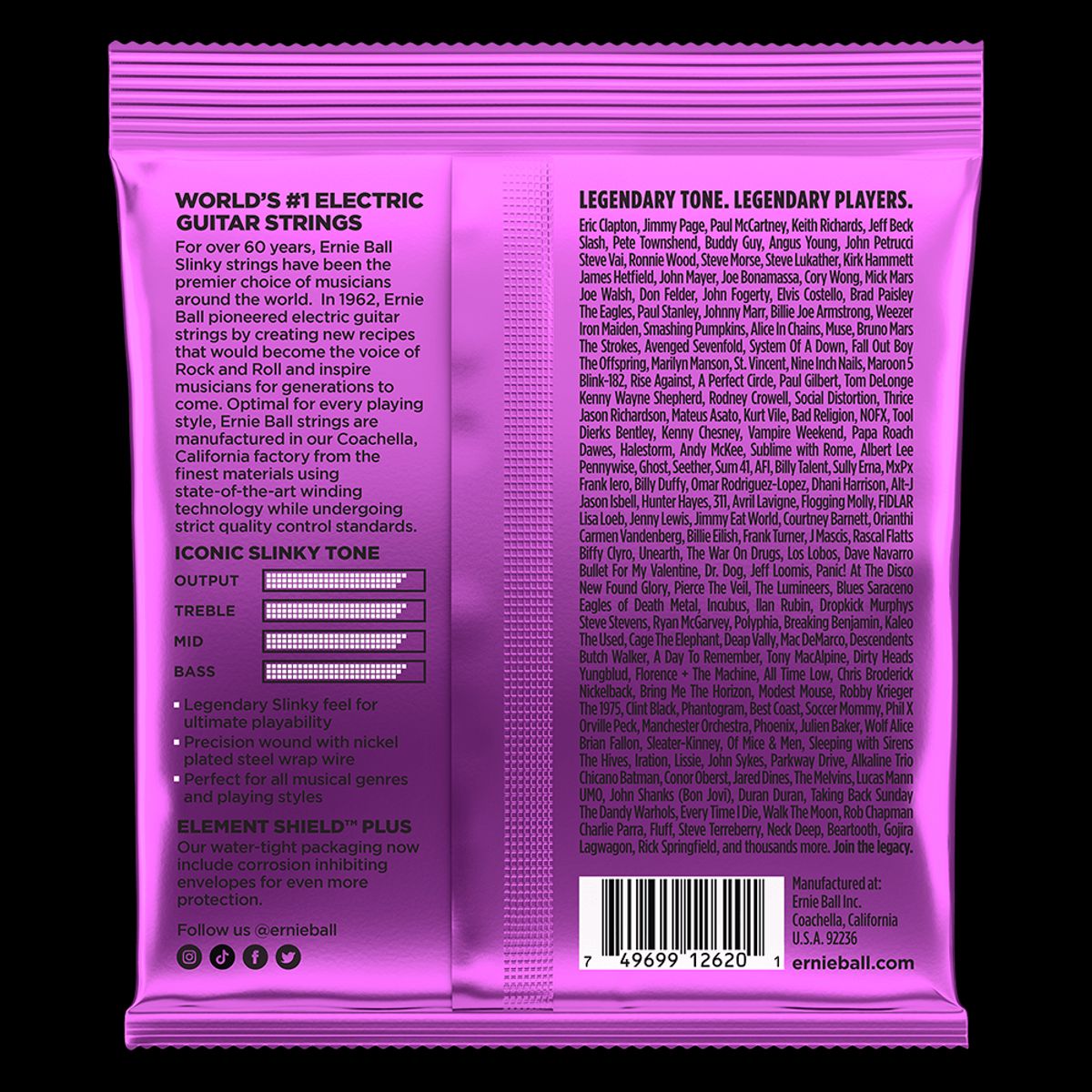 ERNIE BALL - Cuerdas Guitarra Eléctrica de 7 Power Slinky Ernie Ball 11-58 2620