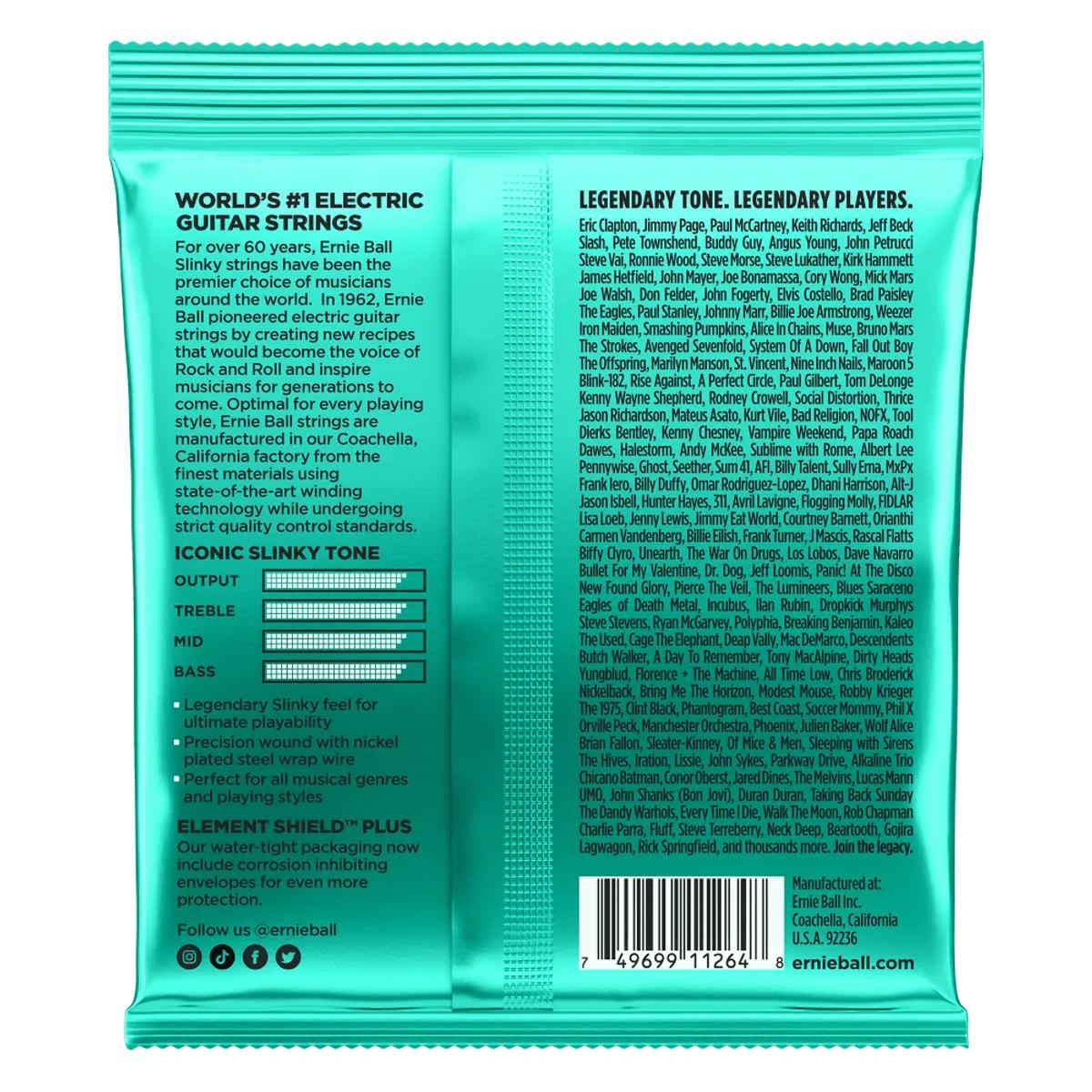 ERNIE BALL - Cuerdas Guitarra Eléctrica Not Even Slinky Ernie Ball 12-56 2626