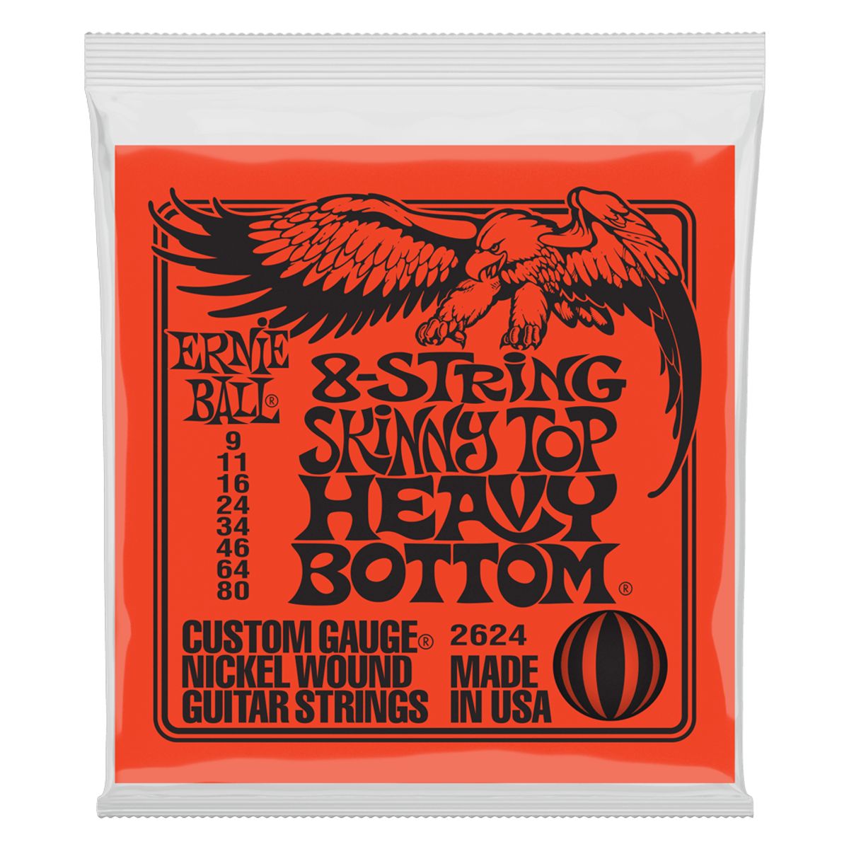 ERNIE BALL - Cuerdas Guitarra Eléctrica de 8 Heavy Bottom Ernie Ball 9-80 2624