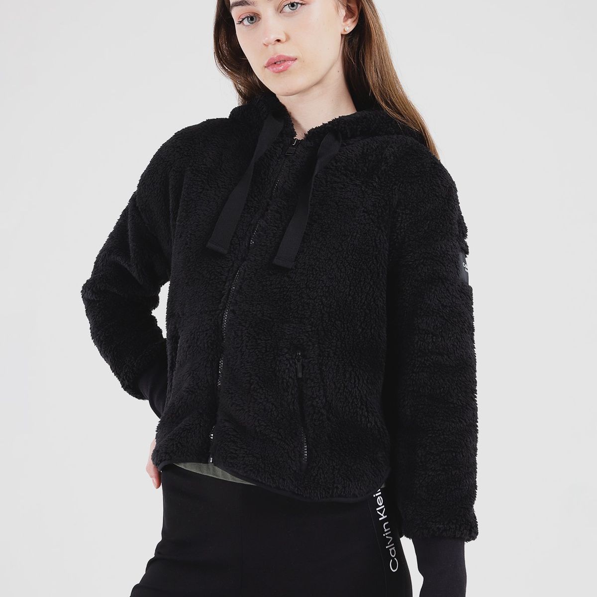 CALVIN KLEIN - Parka Sherpa Zip Up Negro Calvin Klein