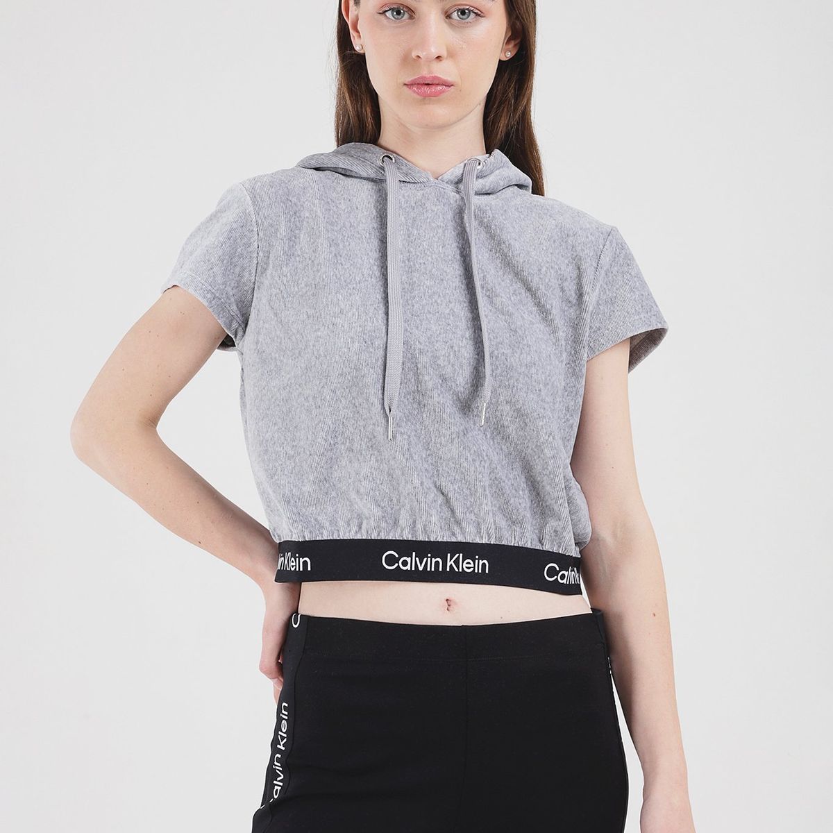 CALVIN KLEIN - Polerón Logo Elastic Gris Calvin Klein