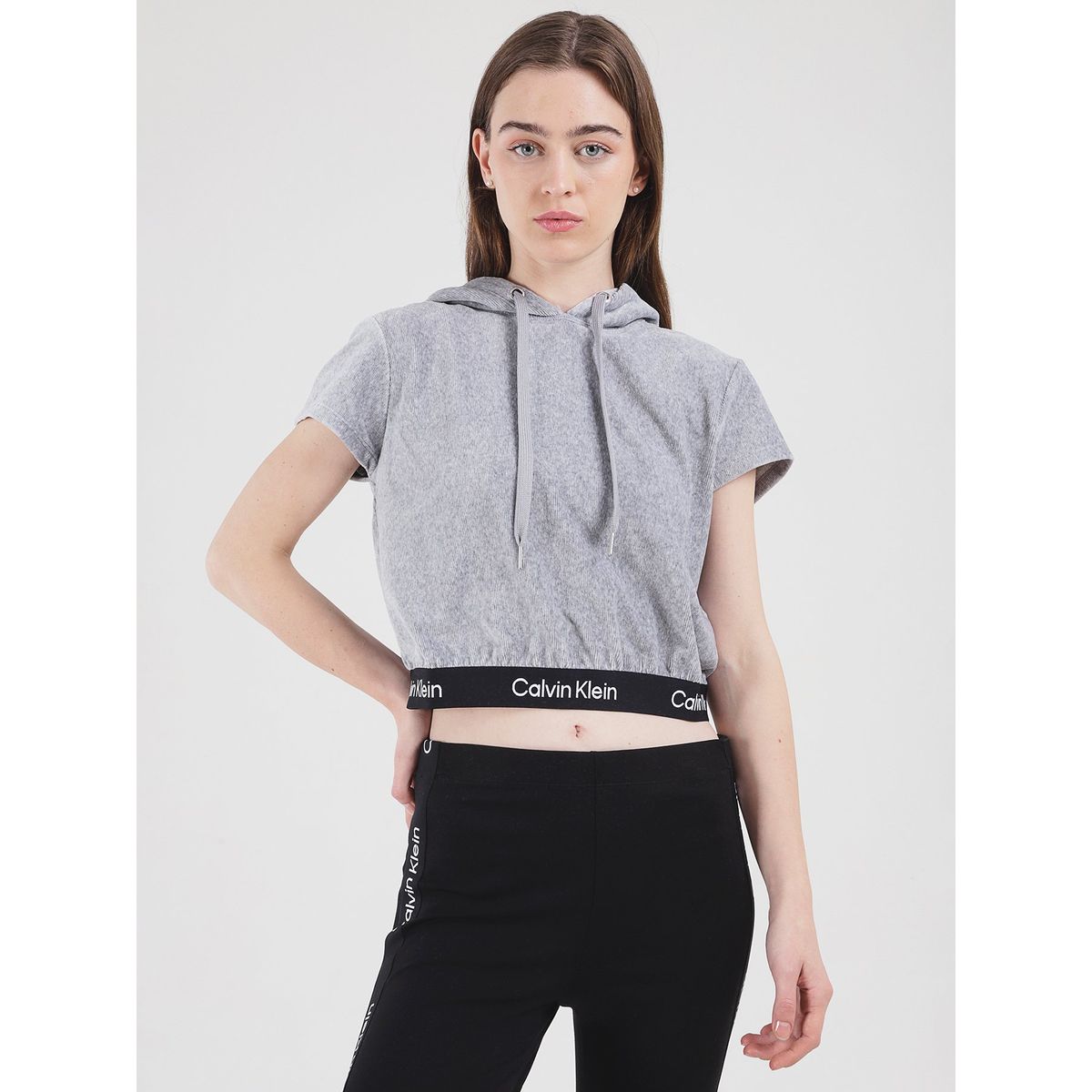 CALVIN KLEIN - Polerón Logo Elastic Gris Calvin Klein