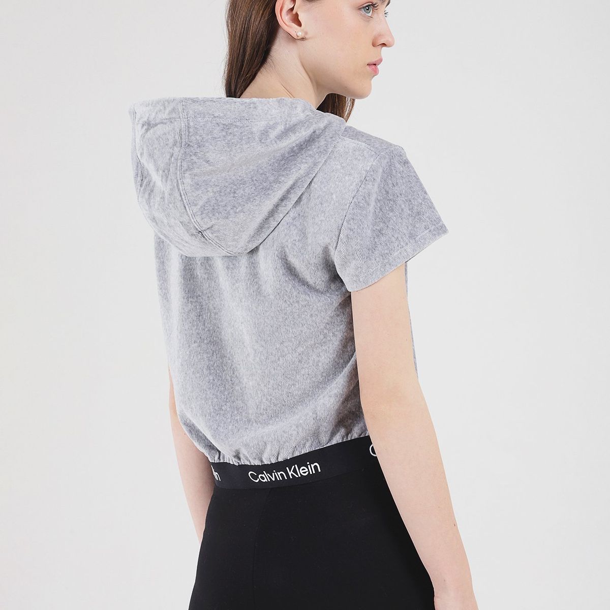 CALVIN KLEIN - Polerón Logo Elastic Gris Calvin Klein