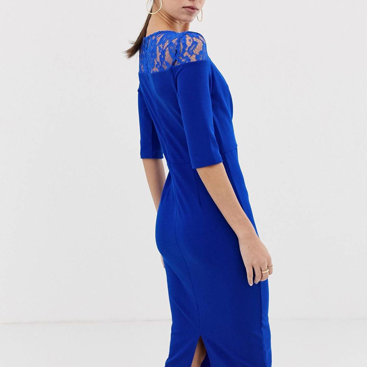 ARRAKASTA - Vestido midi azul ML y negro M