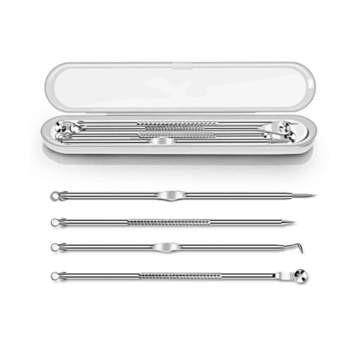 GENERICO - Kit Extractor De Comedones Espinillas 4 Piezas Doble Cabezal.