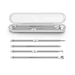GENERICO - Kit Extractor De Comedones Espinillas 4 Piezas Doble Cabezal.