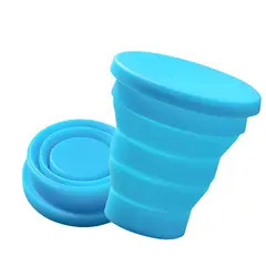 GENERICO - Vaso Plegable De Silicona Portátil Con Tapa Para Viaje 200ml Azul