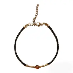 CORAZÓN DE ÁMBAR - Pulsera negra contra el mal de ojo Rocallas