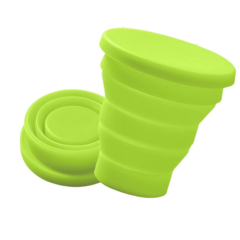 GENERICO - Vaso Plegable De Silicona Portátil Con Tapa Para Viaje 200ml Verde