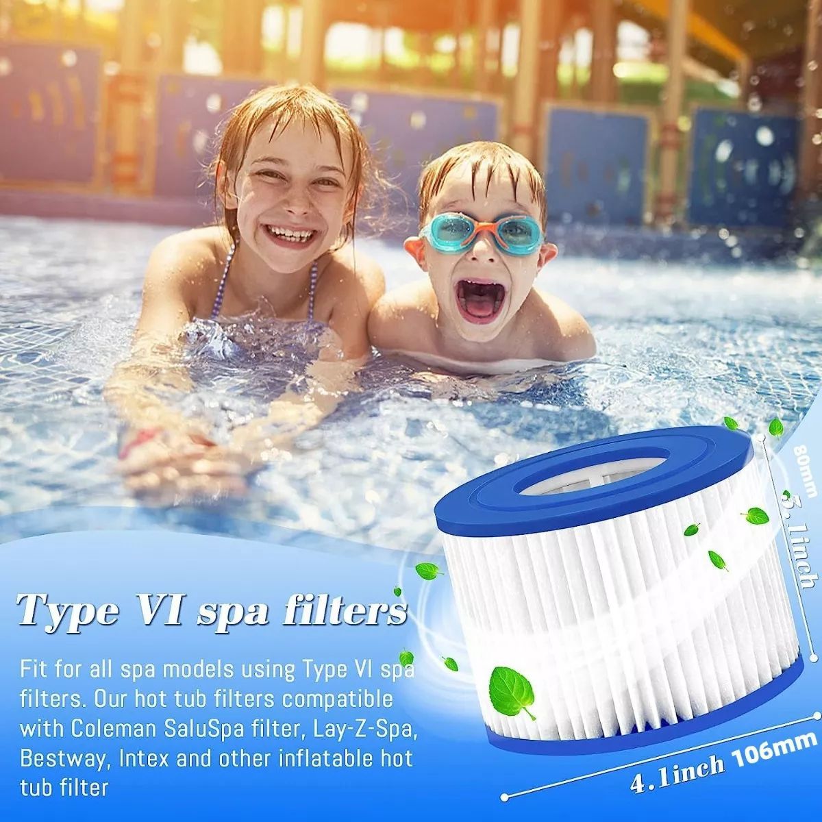 KUANGYE - Repuesto Cartucho De Filtro Tipo Vi Para Lay-z-spa Pack 6 Un