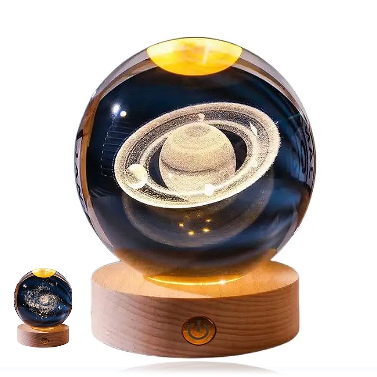 TNAKIEX - Luz De Noche 3D Recargablebola De Cristal Regalo Adornos Saturno