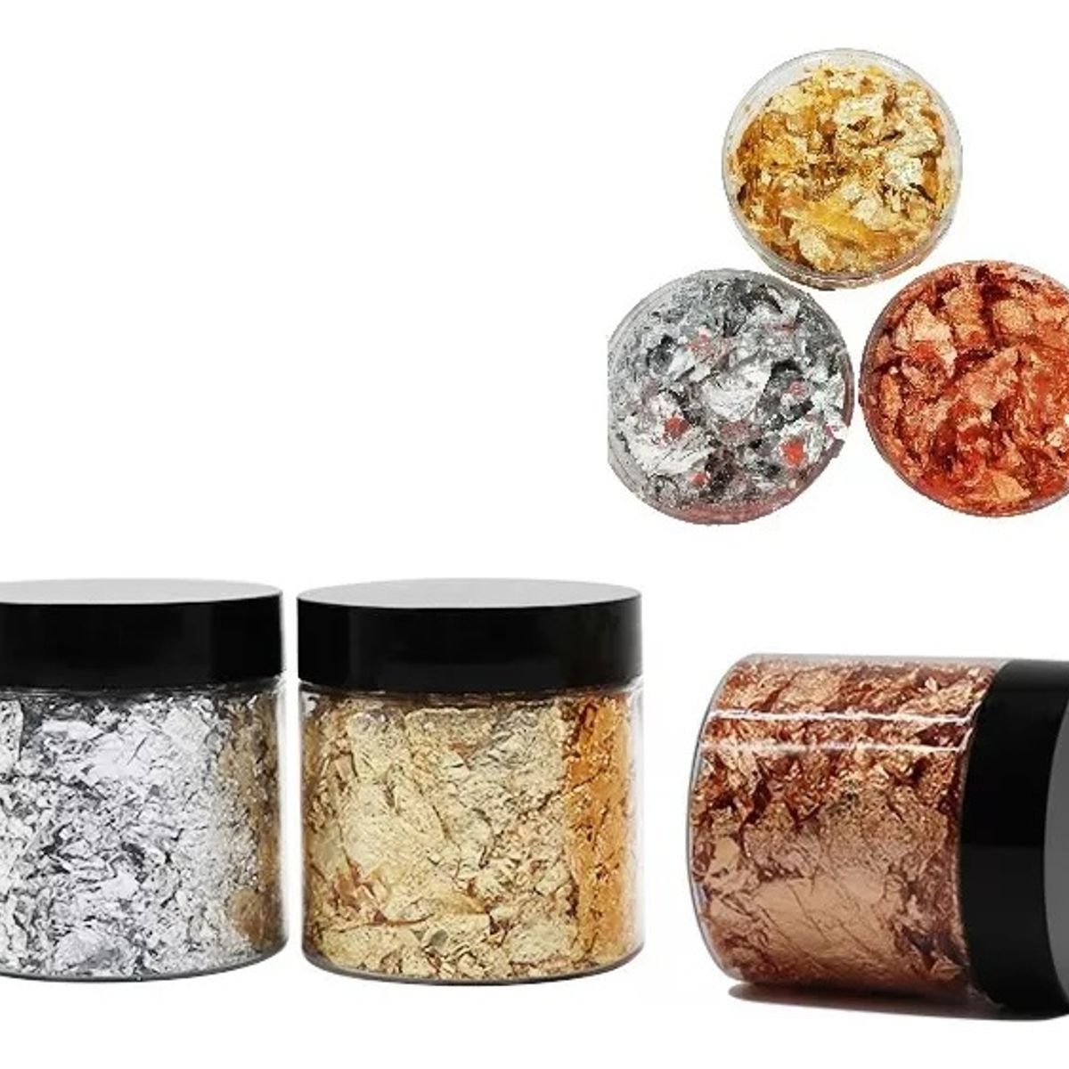 GENERICO - Escamas En Hoja Oro Plata Cobre Flake Foil Purpurina Uñas.