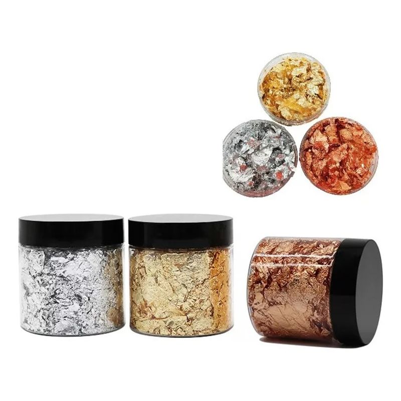 GENERICO - Escamas En Hoja Oro Plata Cobre Flake Foil Purpurina Uñas.