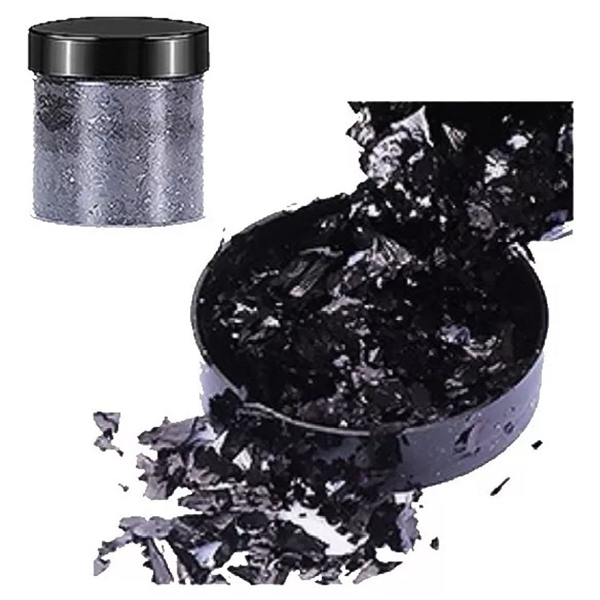 GENERICO - Escamas En Hoja Negro Papel Resina Epóxica Flake Uñas Foil.