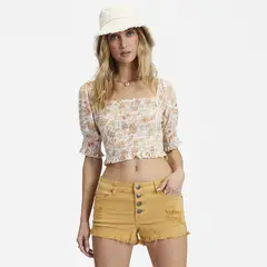 BILLABONG - Short Buttoned Up Amarillo Mujer