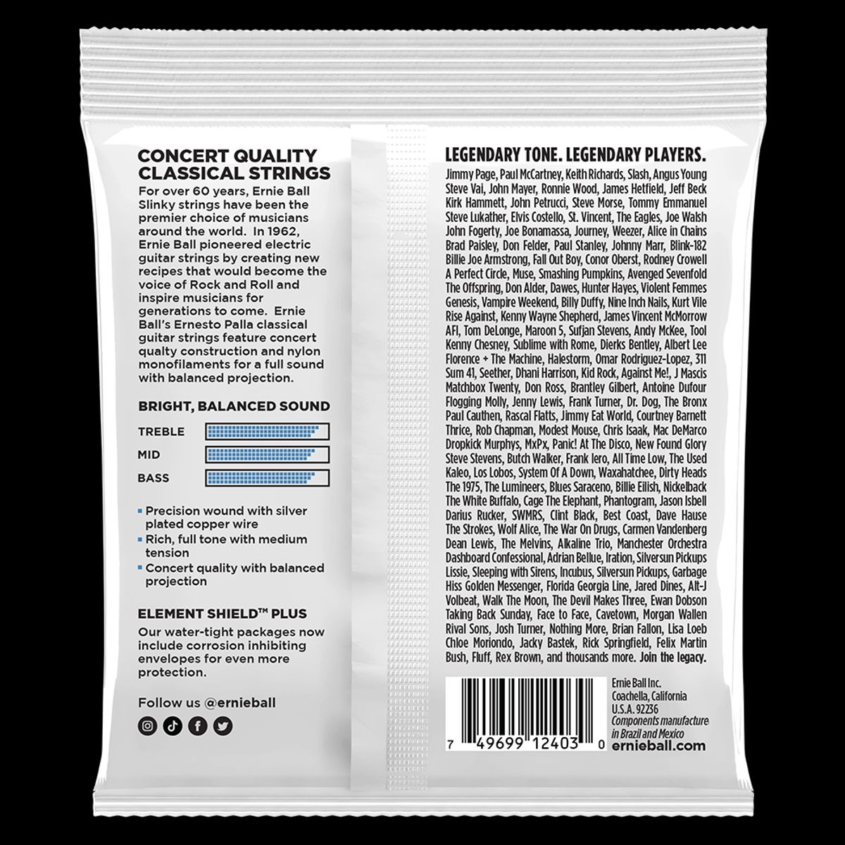 ERNIE BALL - Cuerdas Guitarra Clásica Ernesto Palla Ernie Ball 2403