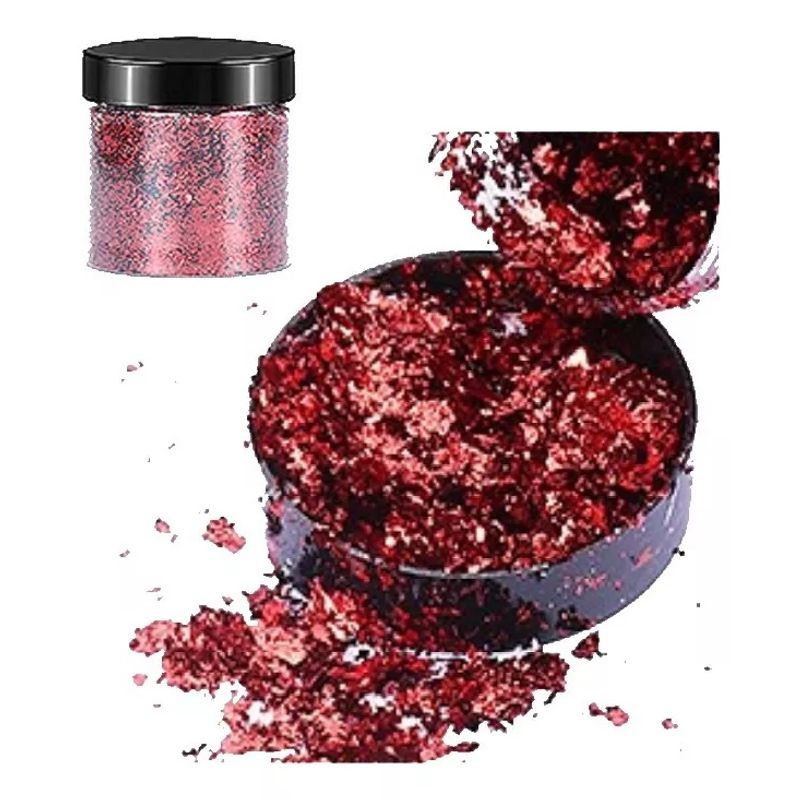 GENERICO - Escamas En Hoja Rojo Intenso Papel Resina Epóxica Flake Uñas