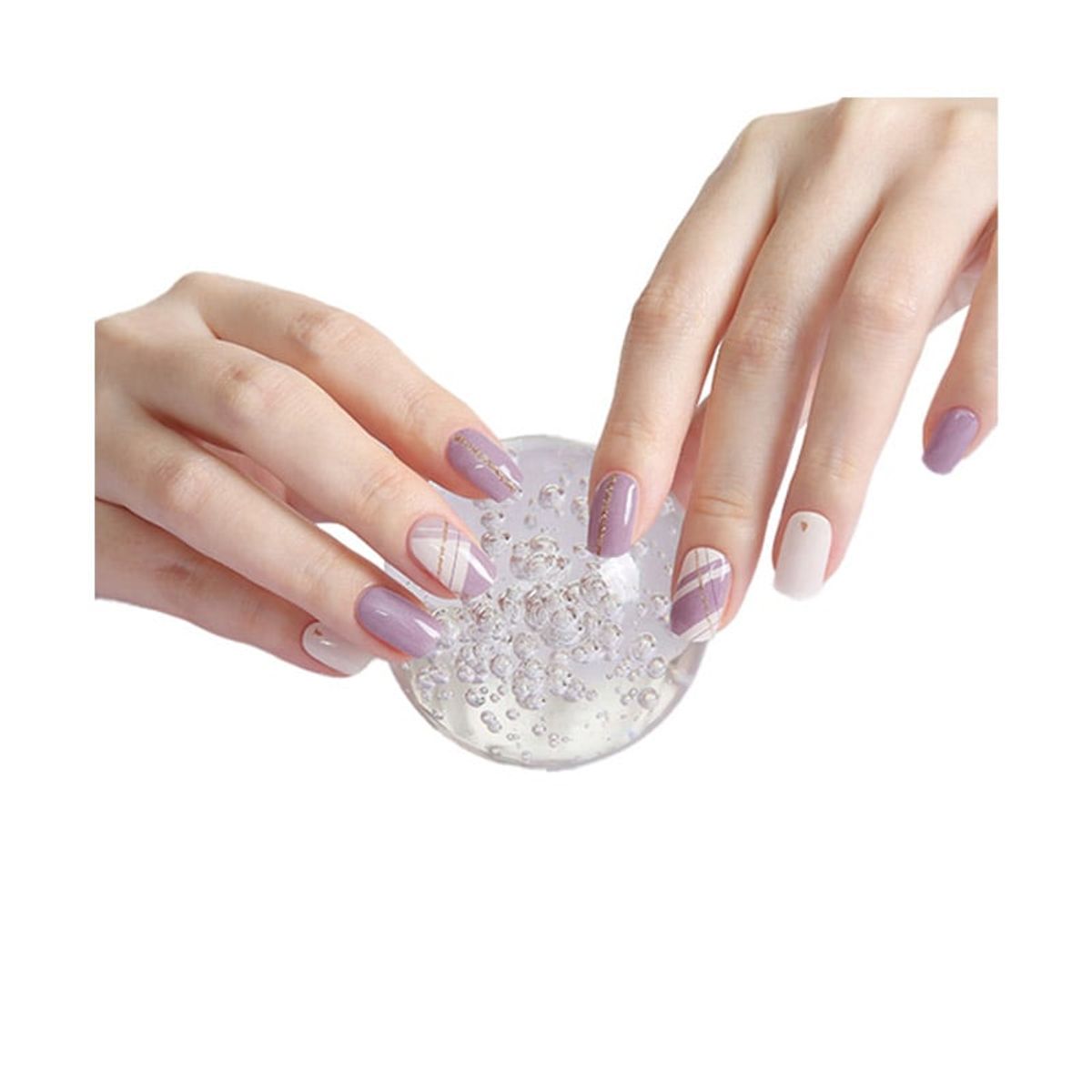 GENERICO - Uñas Sticker Efecto Gel Tiolla Purple Check.