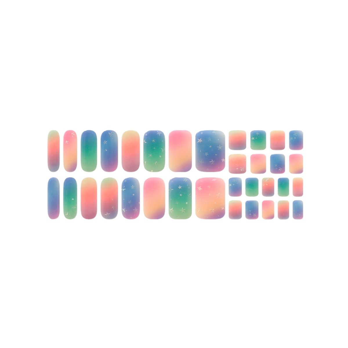 GENERICO - Uñas Sticker Efecto Gel Tiolla Rainbow Star.