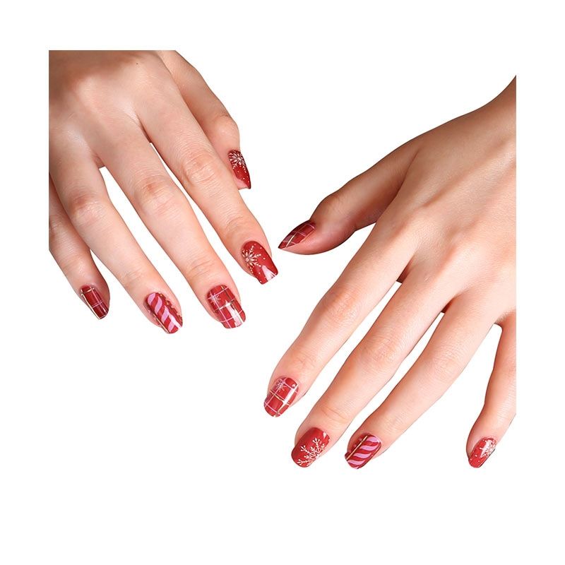 GENERICO - Uñas Sticker Efecto Gel Tiolla Red Snow Knit.