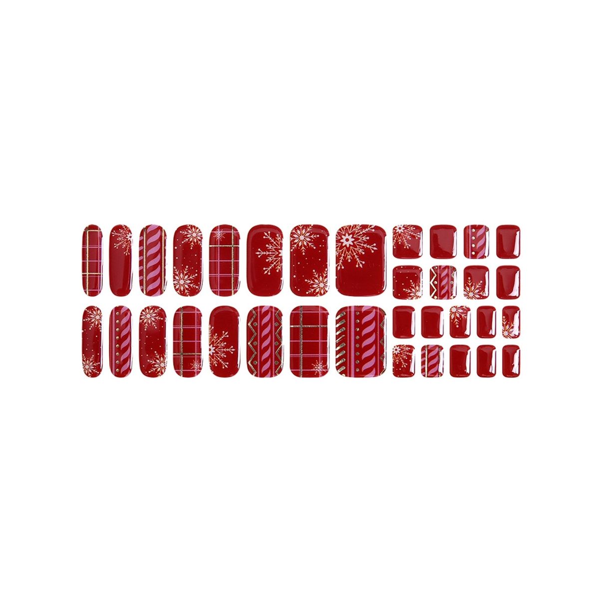 GENERICO - Uñas Sticker Efecto Gel Tiolla Red Snow Knit.