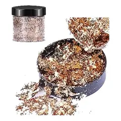GENERICO - Escamas En Hoja Rose Gold Papel Resina Epóxica Flake Uñas.