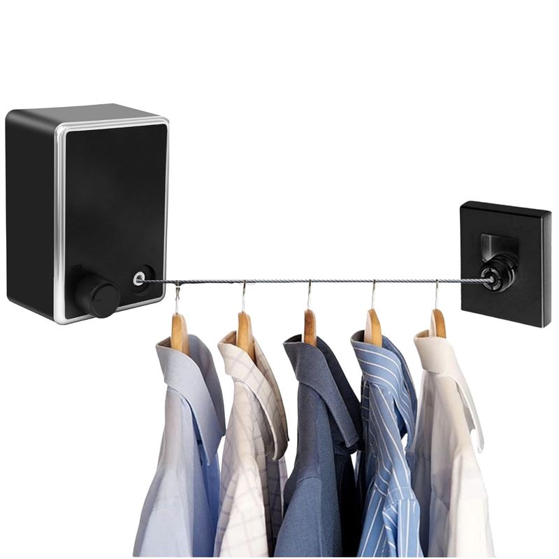 SANTU HOME & DECO - Tendedero Retráctil De Acero Inoxidable Negro